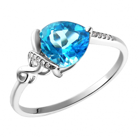 Кольцо из белого золота SOKOLOV 713456б с топазом и фианитом 713456б фото