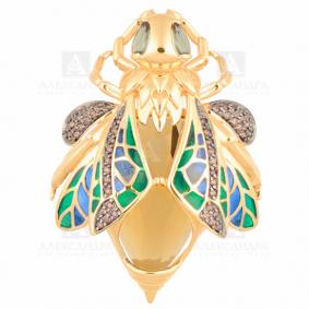 Золотая подвеска Александра п952-17ск с фианитом, кварцем, эмалью и султанитом п952-17ск фото