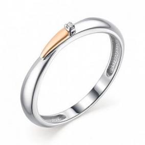 Серебряное кольцо Алькор с золотой накладкой и бриллиантом 01-1793/000Б-00 01-1793/000Б-00 фото