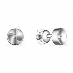 Серебряные серьги АЛЬКОР 02-1925/000Б-00 с бриллиантом 02-1925/000Б-00 фото