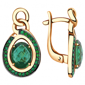 Золотые серьги Александра кл1468а/1-13ск с фианитом и кварцем кл1468а/1-13ск фото