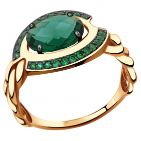 Золотое кольцо Александра кл1468/1-13ск с фианитом и кварцем кл1468/1-13ск фото