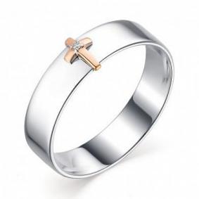 Серебряное кольцо Алькор с золотой накладкой и бриллиантом 01-1788/000Б-00 01-1788/000Б-00 фото