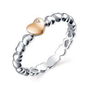 Серебряное кольцо Алькор с золотой накладкой и бриллиантом 01-1635/000Б-00 01-1635/000Б-00 фото