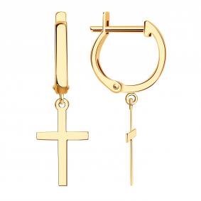 Золотые серьги-кресты Золотые узоры 00-52-1001-00 00-52-1001-00 фото