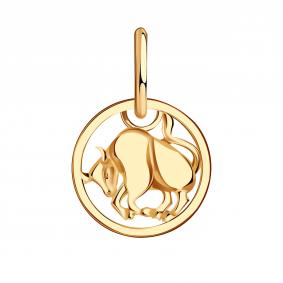 Золотая подвеска Знак зодиака Телец Золотые узоры 00-63-0235-00 00-63-0235-00 фото