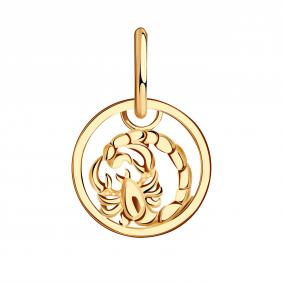 Золотая подвеска Знак зодиака Скорпион Золотые узоры 00-63-0241-00 00-63-0241-00 фото