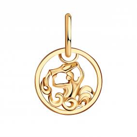 Золотая подвеска Знак зодиака Водолей Золотые узоры 00-63-0244-00 00-63-0244-00 фото
