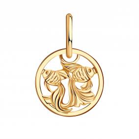 Золотая подвеска Знак зодиака Рыбы Золотые узоры 00-63-0245-00 00-63-0245-00 фото