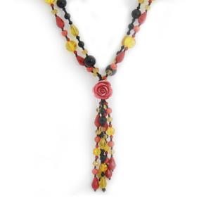 Колье Янтарная волна 0012-00000 с янтарём и кораллом 0012-00000 фото