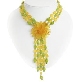 Колье Янтарная волна 0014-00000 с кварцем и янтарём 0014-00000 фото