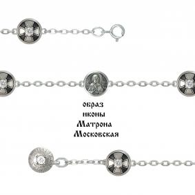 Браслет из черненого серебра Святая блаженная Матрона Высоковы 585 с фианитом 01-000184-105010 01-000184-105010 фото