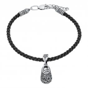 Текстильный шнурок с подвесным элементом из черненого серебра Башмачок Спиридона Высоковы 585 01-000187-105810 01-000187-105810 фото