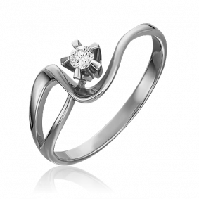 Кольцо из белого золота Platina 01-0004-00-101-1120-30 с бриллиантом 01-0004-00-101-1120-30 фото