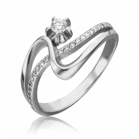 Кольцо из белого золота Platina 01-0006-00-101-1120-30 с бриллиантом 01-0006-00-101-1120-30 фото