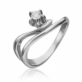 Кольцо из белого золота Platina 01-0018-00-101-1120-30 с бриллиантом 01-0018-00-101-1120-30 фото