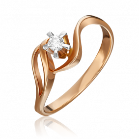 Кольцо из комбинированного золота Platina 01-0019-00-101-1111-30 с бриллиантом 01-0019-00-101-1111-30 фото