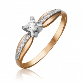 Кольцо из комбинированного золота Platina 01-0081-00-101-1111-30 с бриллиантом 01-0081-00-101-1111-30 фото