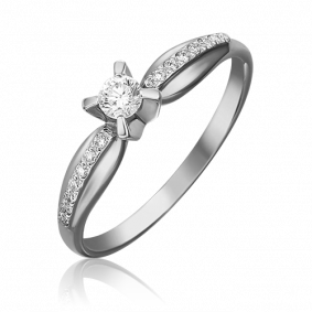 Кольцо из белого золота Platina 01-0082-00-101-1120-30 с бриллиантом 01-0082-00-101-1120-30 фото