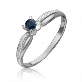 Кольцо из белого золота Platina 01-0082-00-105-1120-30 с бриллиантом и сапфиром 01-0082-00-105-1120-30 фото