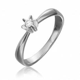 Кольцо из белого золота Platina 01-0100-00-101-1120-30 с бриллиантом 01-0100-00-101-1120-30 фото