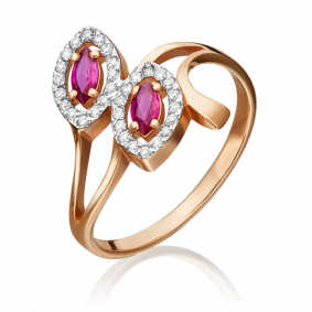 Золотое кольцо Platina 01-0127-00-107-1110-30 с бриллиантом и рубином 01-0127-00-107-1110-30 фото