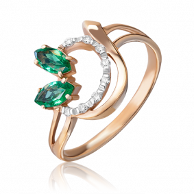 Золотое кольцо Platina 01-0139-00-106-1110-30 с бриллиантом и изумрудом 01-0139-00-106-1110-30 фото