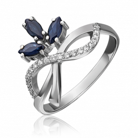 Кольцо из белого золота Platina 01-0172-00-105-1120-30 с бриллиантом и сапфиром 01-0172-00-105-1120-30 фото