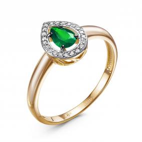 Золотое кольцо ERA Jewellery 01-01827-01-110-01-02 с бриллиантом и изумрудом 01-01827-01-110-01-02 фото