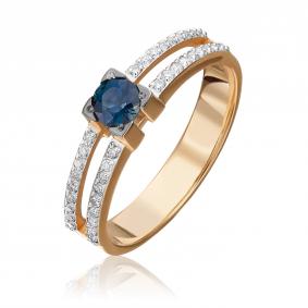 Золотое кольцо Platina 01-0183-00-105-1110-30 с бриллиантом и сапфиром 01-0183-00-105-1110-30 фото