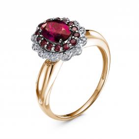 Золотое кольцо ERA Jewellery 01-01887-01-328-01-02 с бриллиантом и рубином 01-01887-01-328-01-02 фото