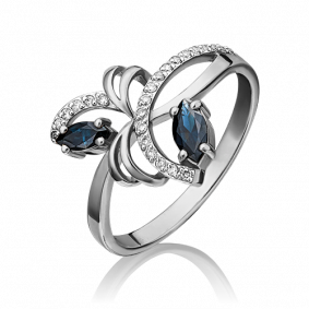 Кольцо из белого золота Platina 01-0190-00-105-1120-30 с бриллиантом и сапфиром 01-0190-00-105-1120-30 фото