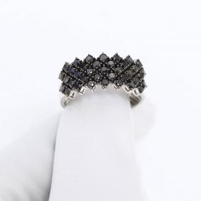 Кольцо из белого золота ERA Jewellery 01-01904-03-038-01-04 с чёрным бриллиантом 01-01904-03-038-01-04 фото