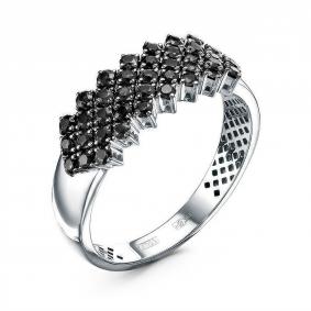 Кольцо из белого золота ERA Jewellery 01-01905-03-038-01-04 с чёрным бриллиантом 01-01905-03-038-01-04 фото