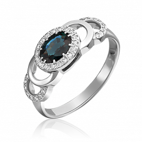 Кольцо из белого золота Platina 01-0197-00-105-1120-30 с бриллиантом и сапфиром 01-0197-00-105-1120-30 фото