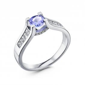 Кольцо из белого золота ERA Jewellery 01-02066-03-260-01-03 с бриллиантом и танзанитом 01-02066-03-260-01-03 фото