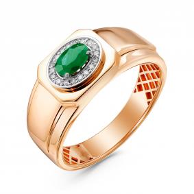 Золотое кольцо ERA Jewellery 01-02155-01-010-01-02 с бриллиантом и изумрудом 01-02155-01-010-01-02 фото