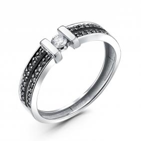 Кольцо из белого золота ERA Jewellery 01-02388-03-040-07-04 с бриллиантом и чёрным бриллиантом 01-02388-03-040-07-04 фото