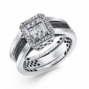 Кольцо-трансформер из белого золота ERA Jewellery с бриллиантом и чёрным бриллиантом 01-02677-03-040-07-04 01-02677-03-040-07-04 фото