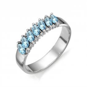 Серебряное кольцо АЛЬКОР 01-0271/00ТБ-00 с топазом и фианитом 01-0271/00ТБ-00 фото