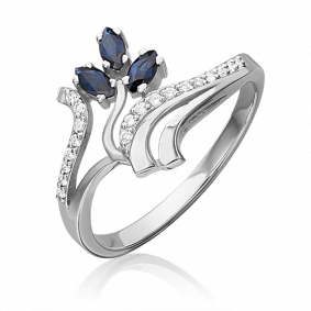 Кольцо из белого золота Platina 01-0274-00-105-1120-30 с бриллиантом и сапфиром 01-0274-00-105-1120-30 фото
