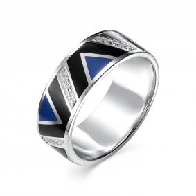 Серебряное кольцо АЛЬКОР 01-0277/ЭМ37-00 с фианитом и эмалью 01-0277/ЭМ37-00 фото