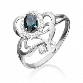 Кольцо из белого золота Platina 01-0280-00-105-1120-30 с бриллиантом и сапфиром 01-0280-00-105-1120-30 фото