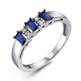 Кольцо из белого золота ERA Jewellery 01-02944-03-012-01-04 с бриллиантом и гидротермальным сапфиром 01-02944-03-012-01-04 фото