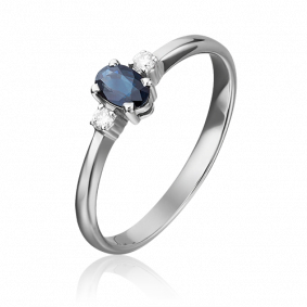 Кольцо из белого золота Platina 01-0298-00-105-1120-30 с бриллиантом и сапфиром 01-0298-00-105-1120-30 фото
