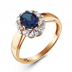 Золотое кольцо ERA Jewellery 01-03143-01-109-01-02 с бриллиантом и сапфиром 01-03143-01-109-01-02 фото