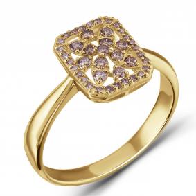 Кольцо из лимонного золота ERA Jewellery 01-03246-05-034-01-00 с коньячным бриллиантом 01-03246-05-034-01-00 фото