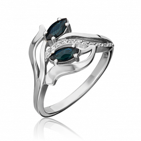 Кольцо из белого золота Platina 01-0328-00-105-1120-30 с бриллиантом и сапфиром 01-0328-00-105-1120-30 фото