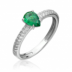 Кольцо из белого золота Platina 01-0334-00-106-1120-30 с бриллиантом и изумрудом 01-0334-00-106-1120-30 фото