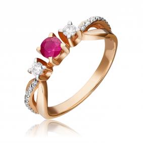 Золотое кольцо Platina 01-0335-00-107-1110-30 с бриллиантом и рубином 01-0335-00-107-1110-30 фото